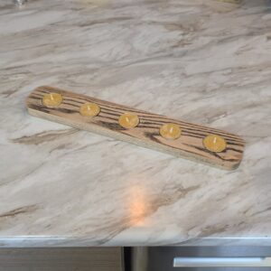 5 tea light candle holder in ash with black grain accent finish