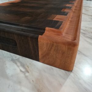 Custom 25.5" x 14.5" x 2.5" chopping block made with black walnut and cherry hardwoods